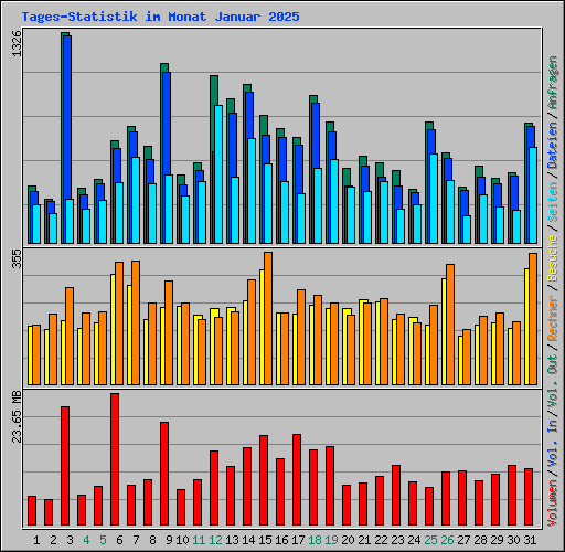 Tages-Statistik im Monat Januar 2025